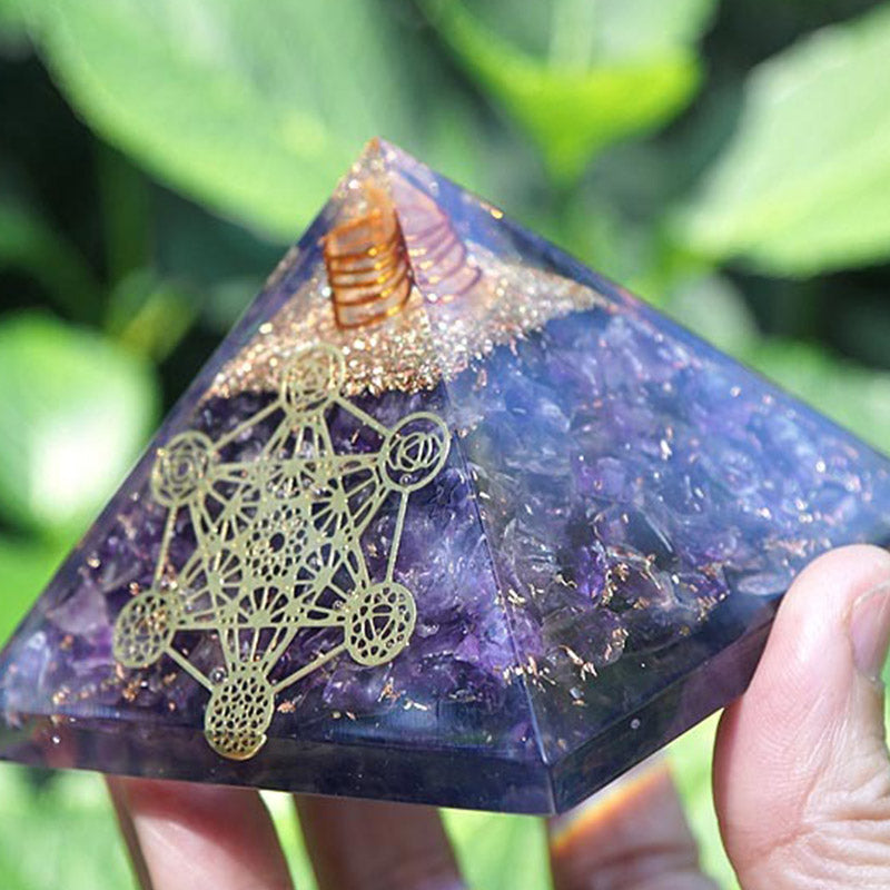 Olivenorma Clear Crystal Pillar Metatron's Cube Orgone Pyramid - image 2