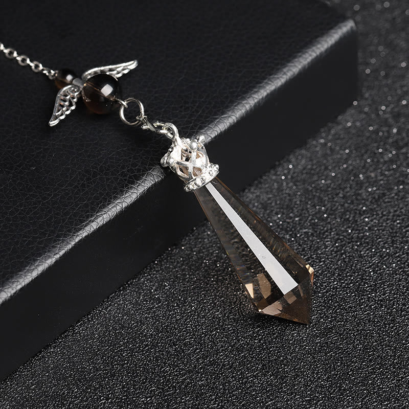 Olivenorma Labradorite Crystal Angel Wings Pendulum - Smoky Quartz - image 33
