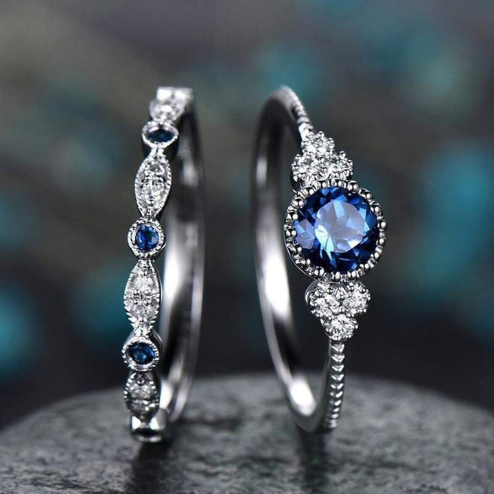 Wealth Goddess Emerald Zircon 2Pcs/Set Ring - image 8