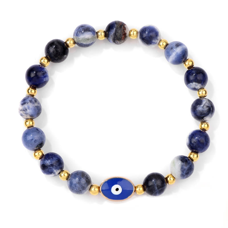 Olivenorma 8mm Blue Tiger Eye Evil Eye Bracelet - Blue Sodalite - image 9