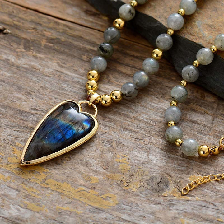 Olivenorma Labradorite Long Heart Shape Pendant Necklace - image 2
