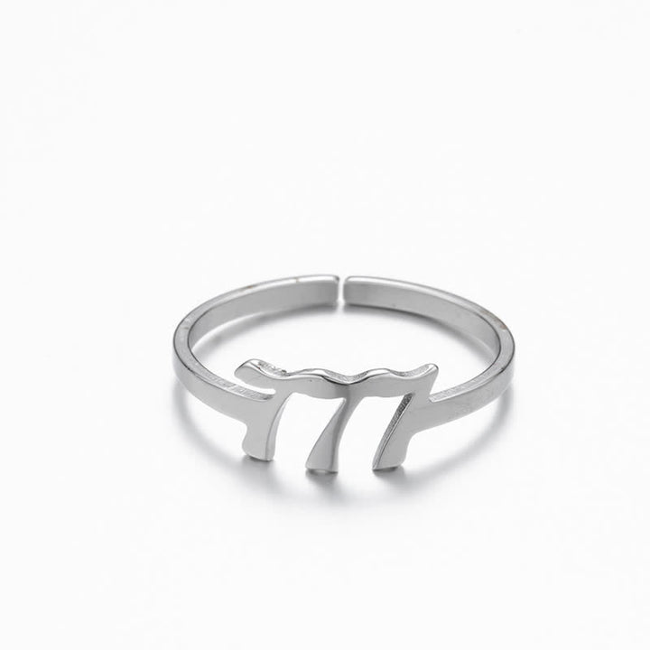 Angel Number Minimalist Lucky Ring - Silver - 777 - image 23
