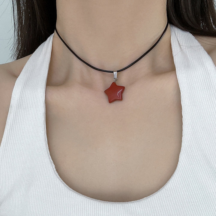 Olivenorma Natural Crystal Star Pendant Necklace - Red Agate - image 17