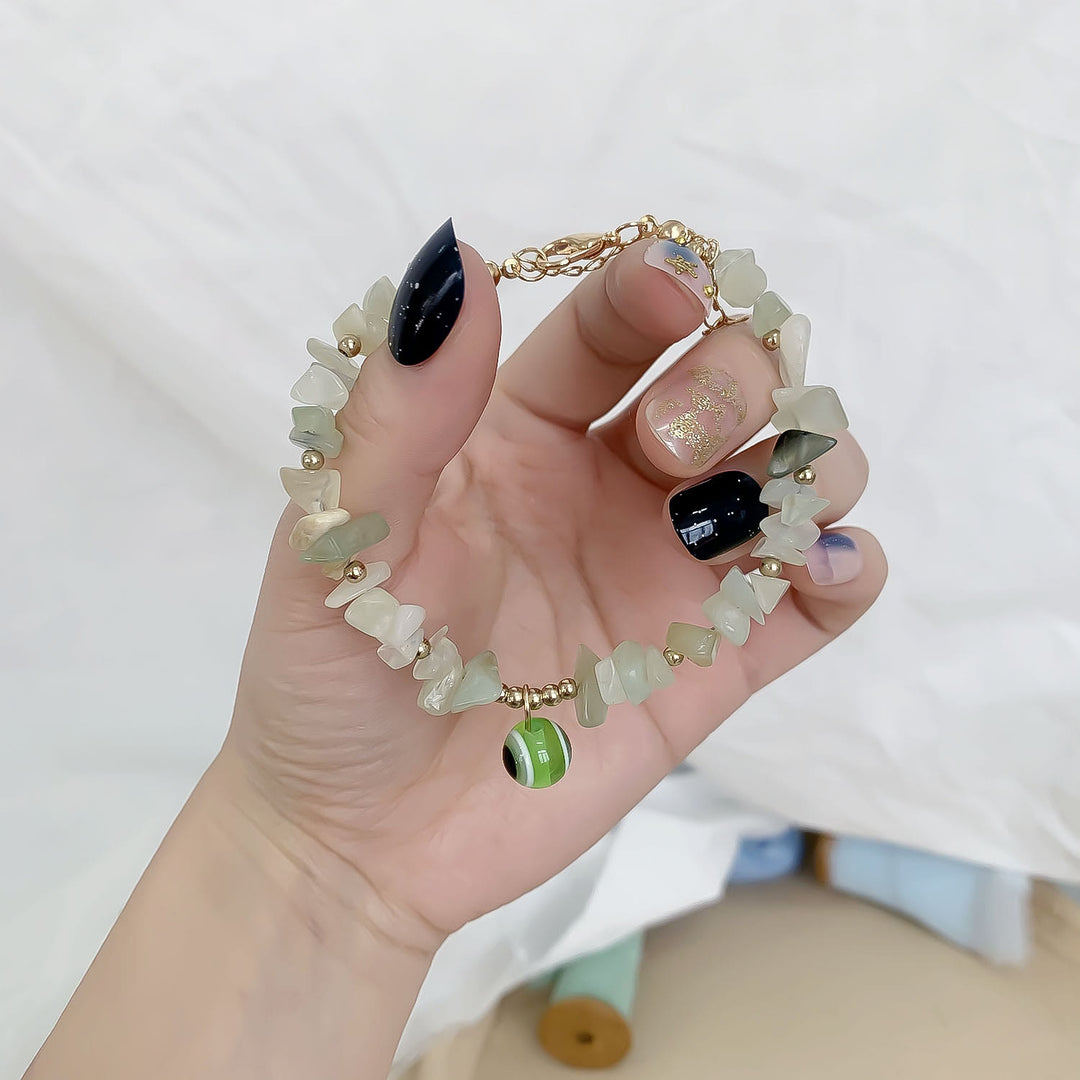 Olivenorma Natural Crystal Gravel Evil Eye Pendant Bracelet - image 3
