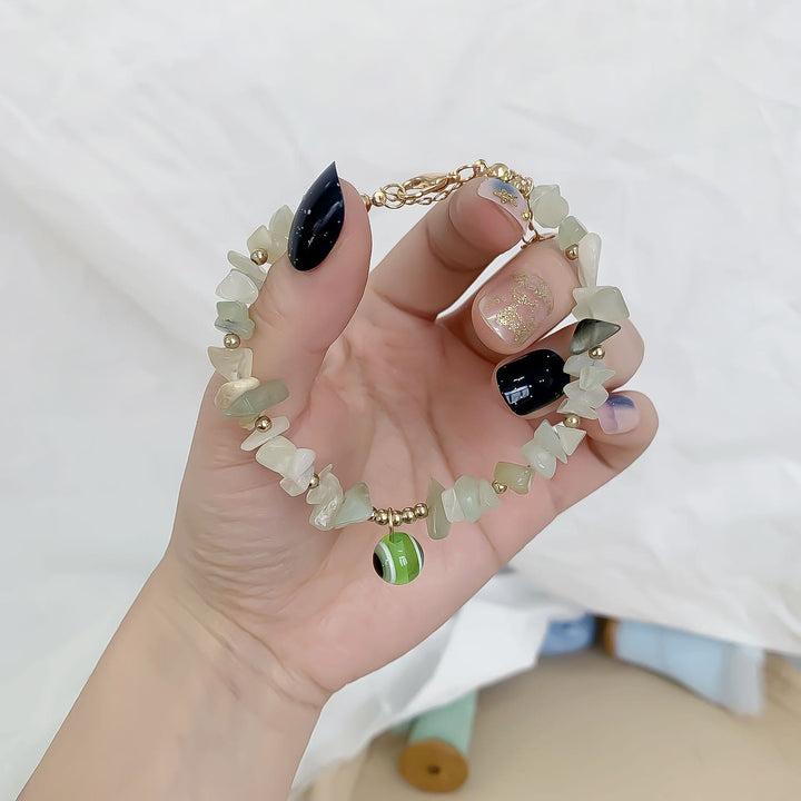 Olivenorma Natural Crystal Gravel Evil Eye Pendant Bracelet - image 3
