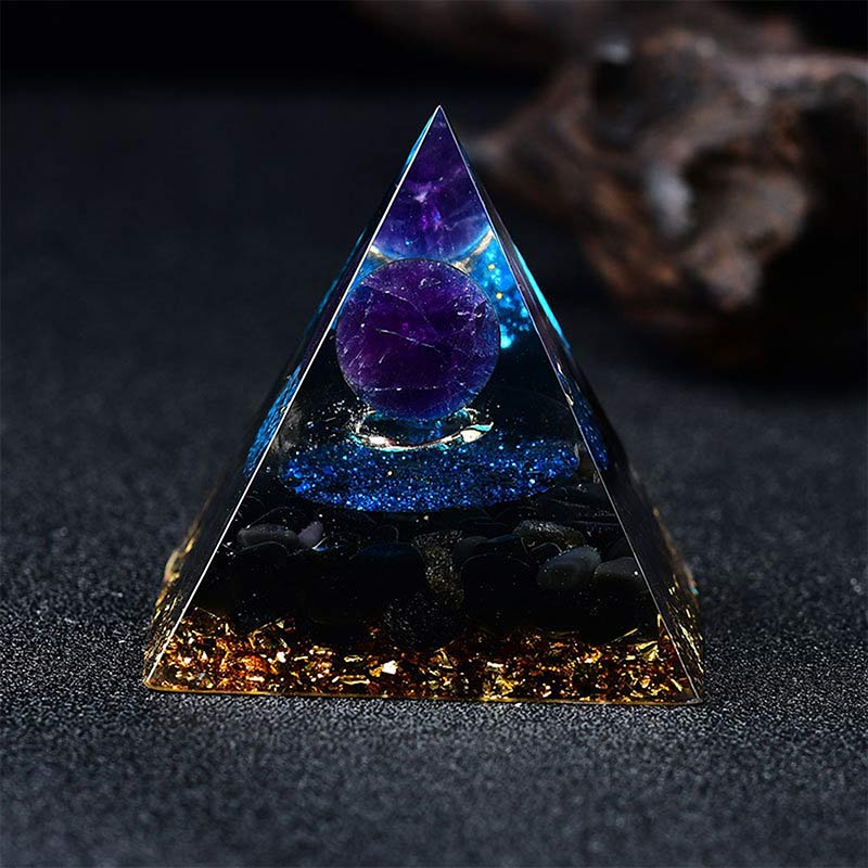 Olivenorma Amethyst Sphere With Blue Quartz Reki Orgone Pyramid - 10*10cm - YES PLEASE $8 - image 0