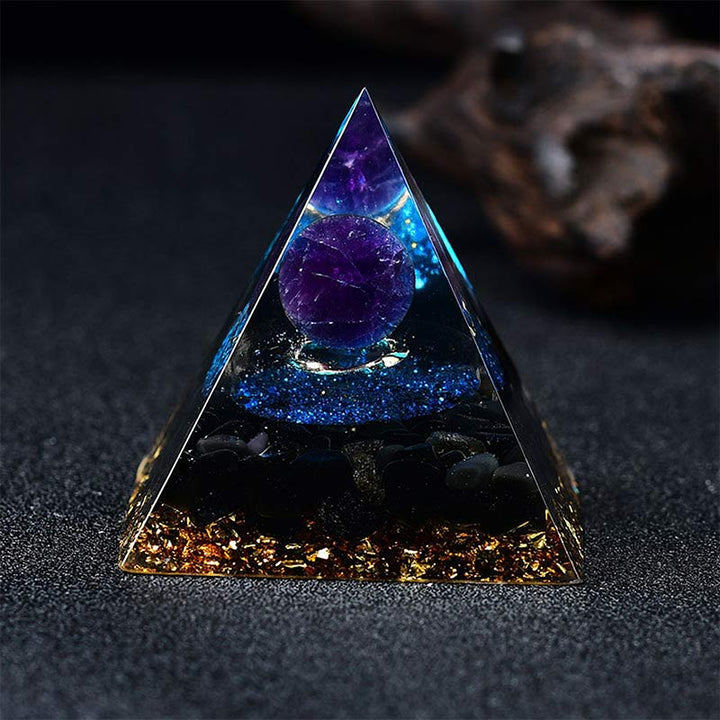 Olivenorma Amethyst Sphere With Blue Quartz Reki Orgone Pyramid - 10*10cm - YES PLEASE $8 - image 0