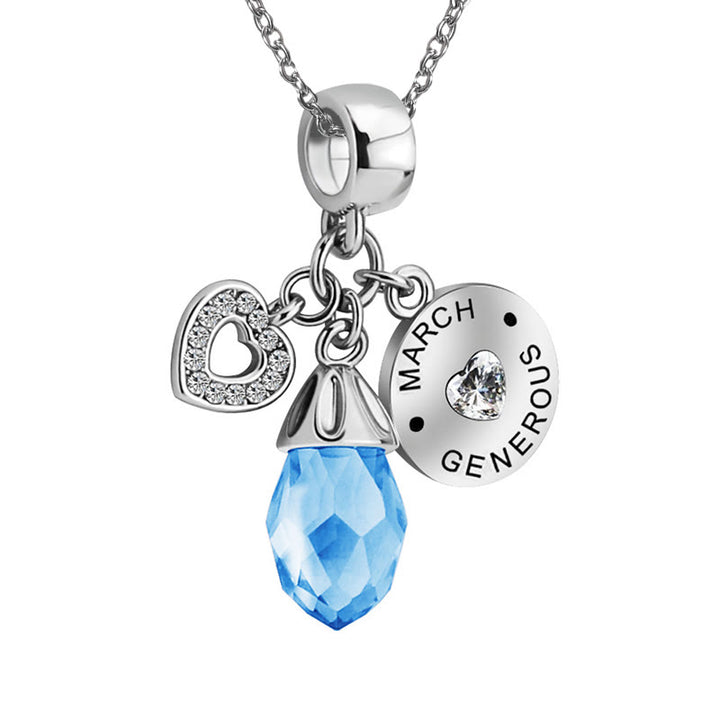 Olivenorma Diamond Heart Pendant Birthstone Necklace - December&Blue Zircon - image 11