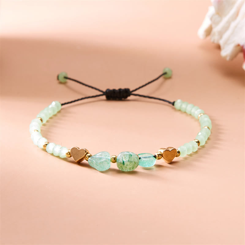 Olivenorma Irregular Natural Gravel Love Beaded Braided Bracelet - Green Jade - image 9