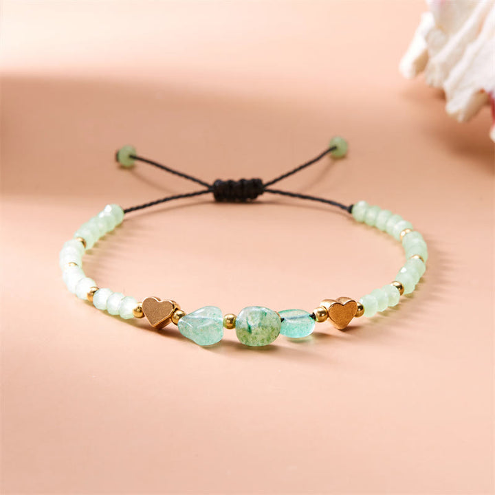 Olivenorma Irregular Natural Gravel Love Beaded Braided Bracelet - Green Jade - image 9