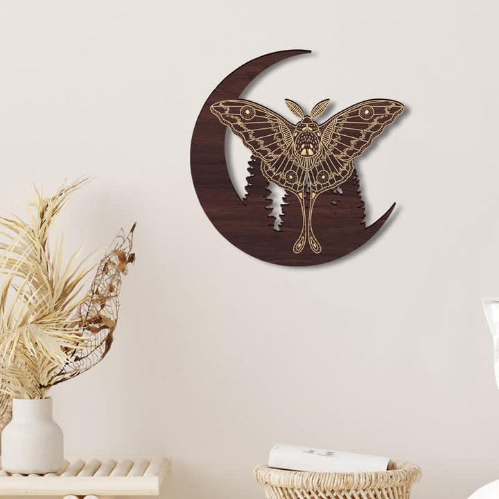 Olivenorma Crescent Moon Moth Wooden Wall Decor - image 10