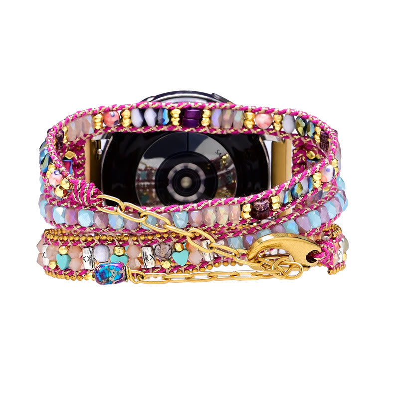 Olivenorma Crystal Beaded Rose Pink Braided Samsung Strap Bracelet - image 3