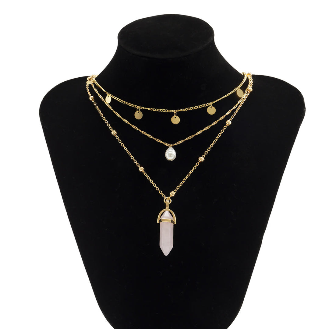 Olivenorma Rose Quartz Freshwater Pearl Pendant Necklace Set - image 7