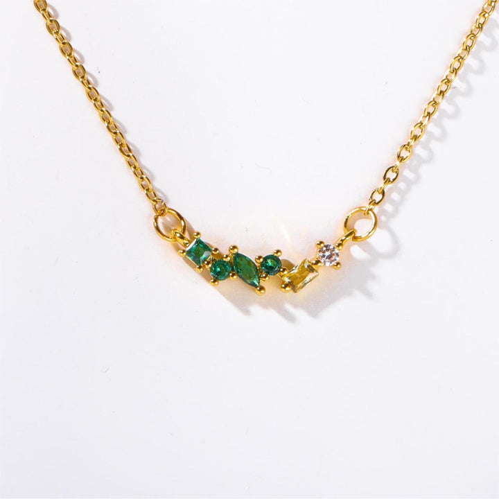Olivenorma Multiple Birthstone Beaded Pendant Copper Plated Gold Necklace - May & Emerald - image 8