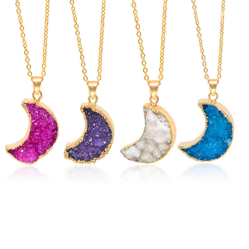 Olivenorma Natural Crystal Crescent Moon Necklace - image 0