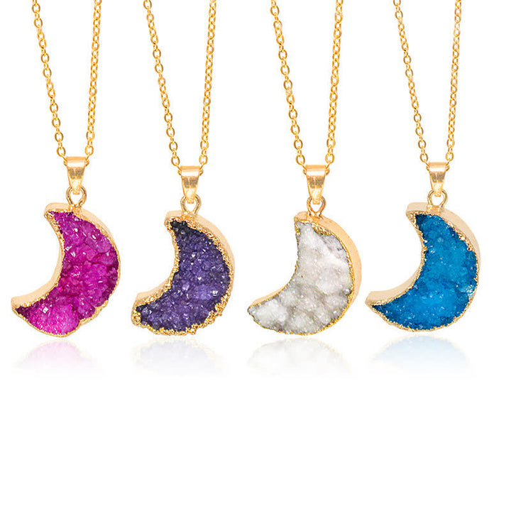 Olivenorma Natural Crystal Crescent Moon Necklace - image 0