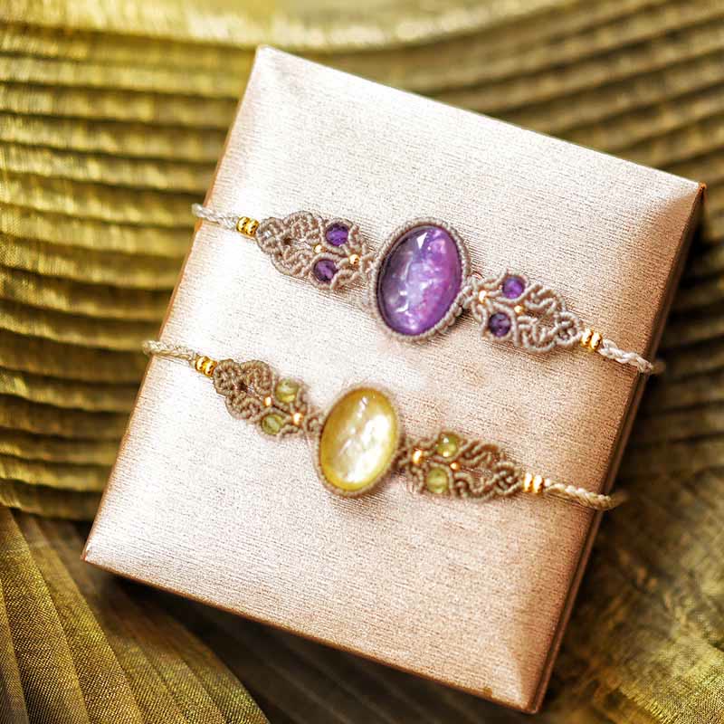 Olivenorma Amethyst Charoite Handwoven Guardian Bracelet Necklace - Charoite&Citrine Bracelet Set - image 12