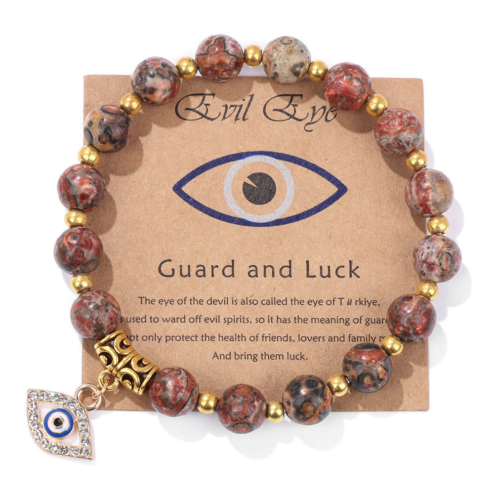 Olivenorma Natural Stone Bead Evil Eye Pendant Bracelet - Evil Eye&Leopard Skin Stone - image 18
