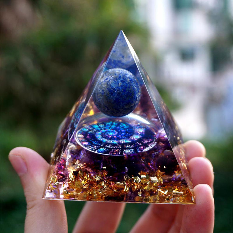 Olivenorma Lapis Lazuli Sphere with Amethyst Orgone Pyramid - 10cm - YES PLEASE $8 - image 0