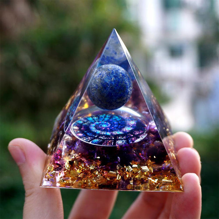 Olivenorma Celestial Gateway-Amethyst & Lapis Lazuli Sphere Orgone Pyramid - image 2