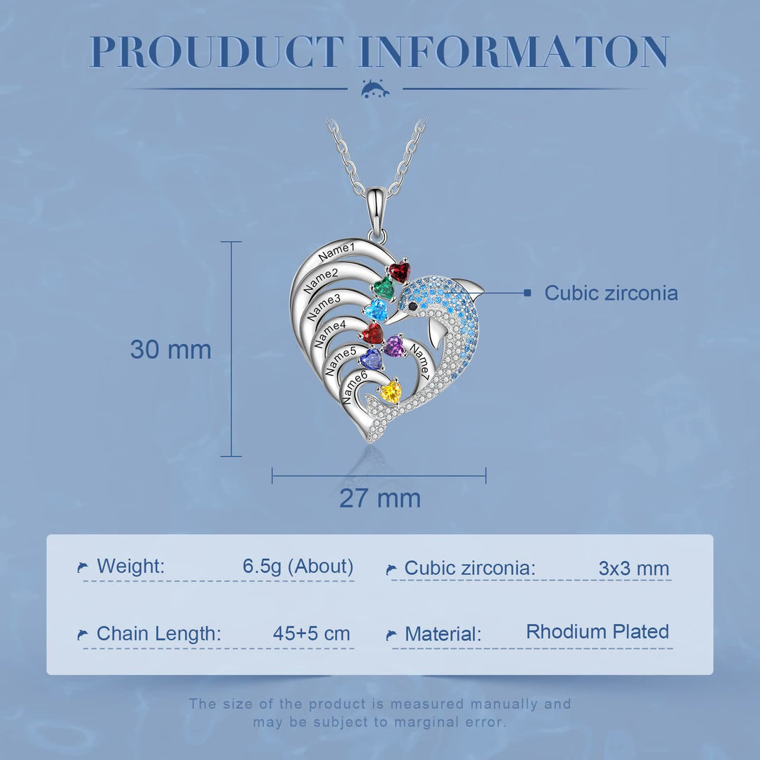 Olivenorma Heart Dolphin Necklace Engraved Stone Pendant Necklace - image 13