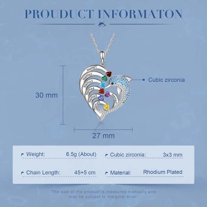 Olivenorma Heart Dolphin Necklace Engraved Stone Pendant Necklace - image 13