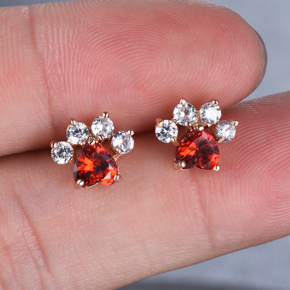 Olivenorma Kawaii Opal White Zircon Kitty Paw Earrings - image 15