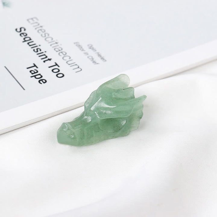 Olivenorma 1.5Inch Crystal Dragon Skull Statue Gemstone Decoration - Green Aventurine - image 5