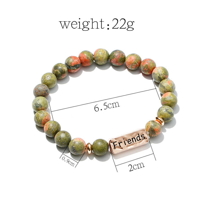 Olivenorma Natural Gemstone Best Friend Forever 3 Piece Engraving Bracelet Set - image 13