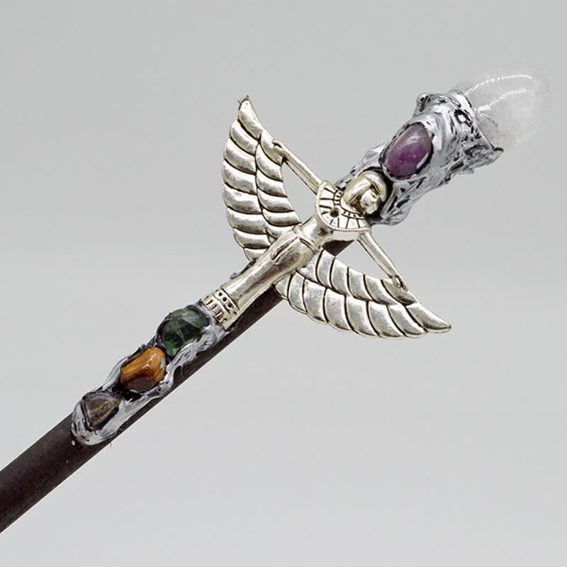 Olivenorma Witch Angel Natural Crystal Wands - Clear Crystal - Silver - image 1