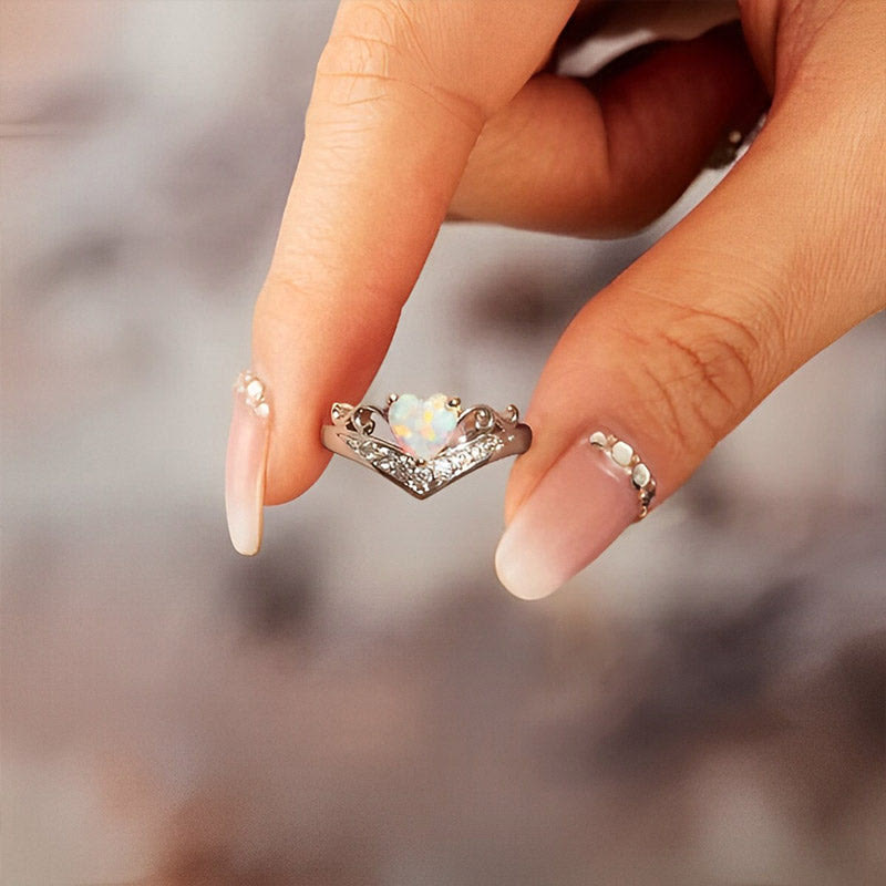 Olivenorma "Peace of Mind" Heart Crown Opal Ring - image 5