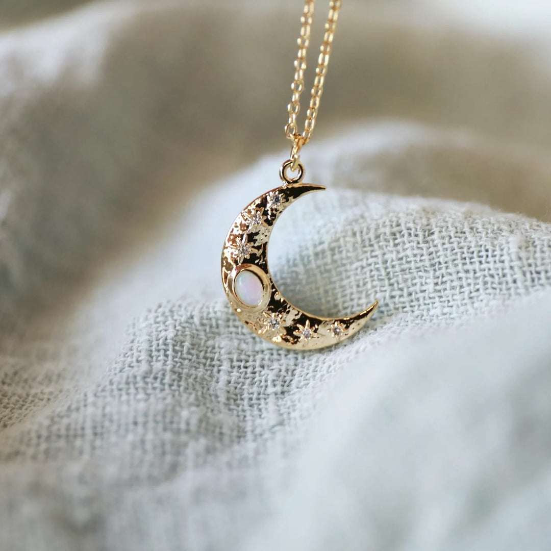 Olivenorma Golden Moon Opal Pendant Clavicle Necklace - image 2
