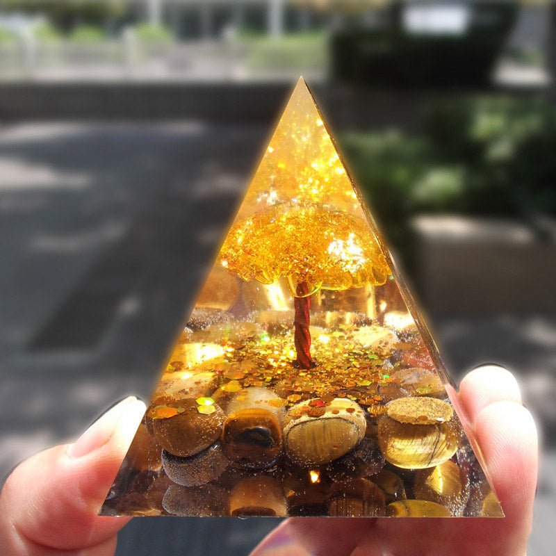 Olivenorma Tiger Eye Citrine Tree Of Life Orgone Pyramid - 10cm*10cm - YES PLEASE $8 - image 0