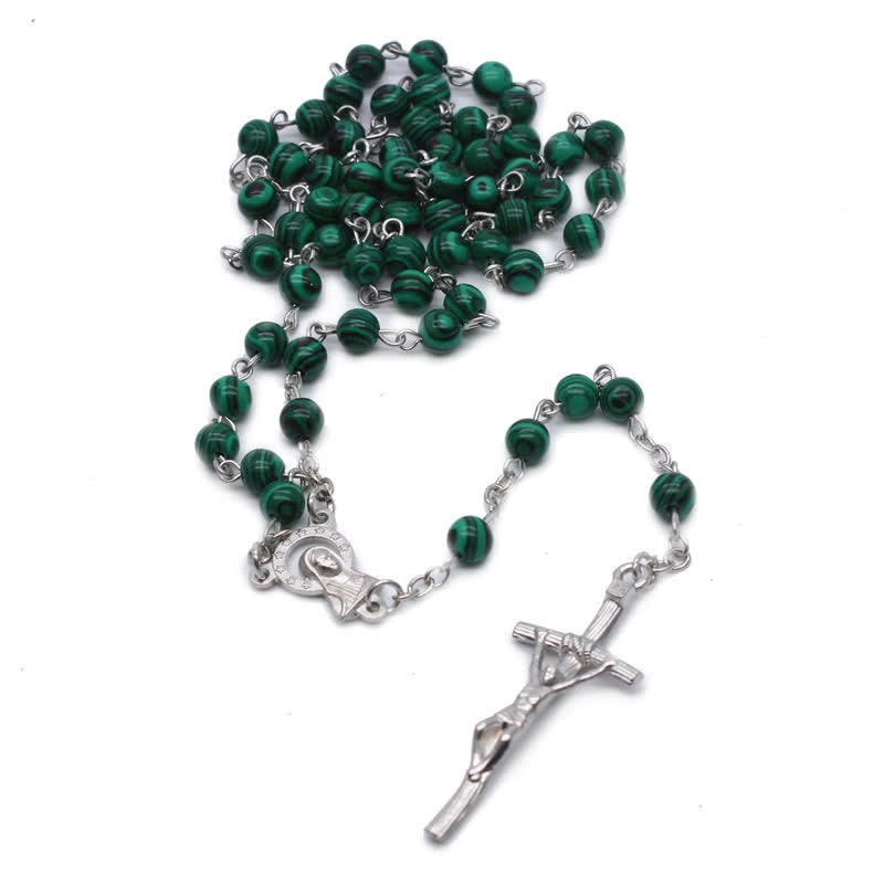 Olivenorma Natural Malachite Cross Rosary Necklace - image 4