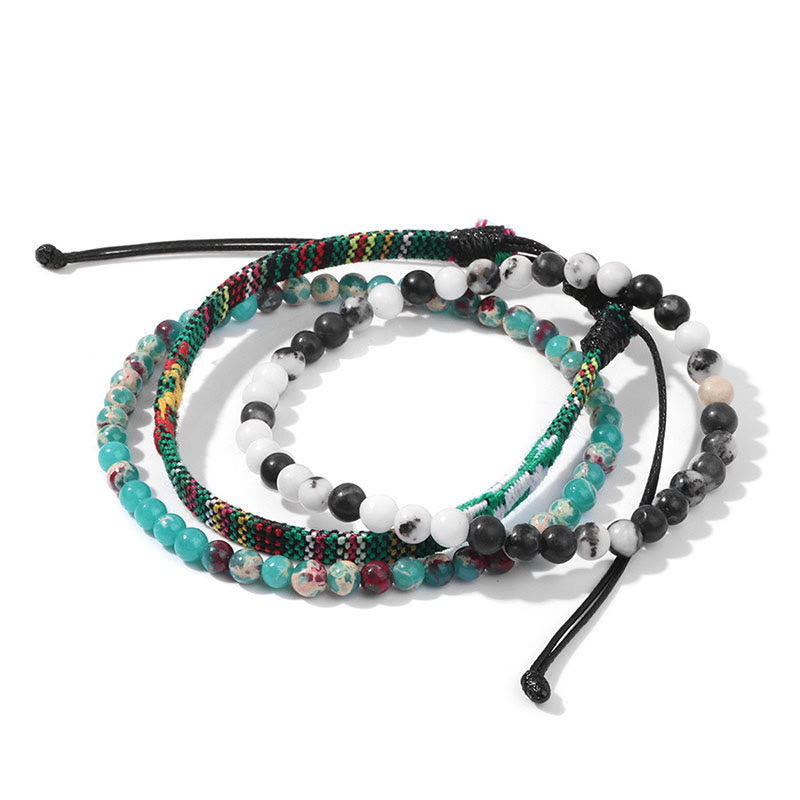 Olivenorma Bohemia Africa Turquoise Crystal Bracelet Set - Snowflake Obsidian&Blue Turquoise - image 24