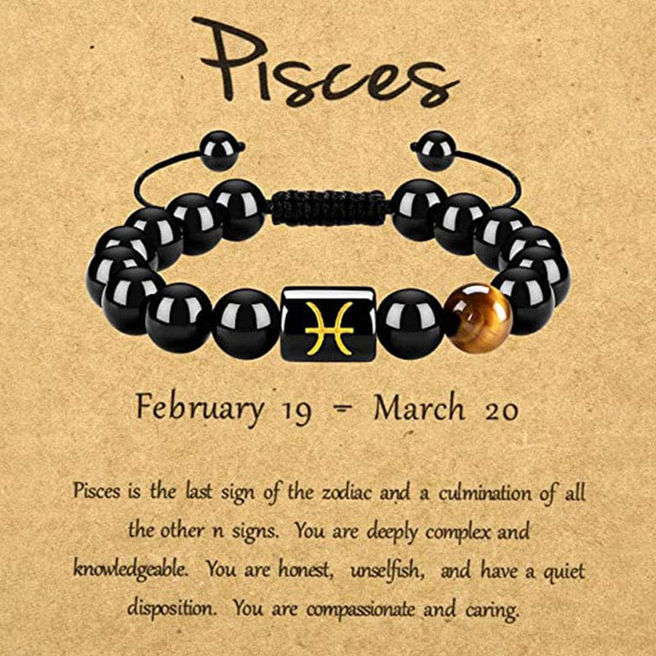 Olivenorma Tiger Eye With Obsidian Zodiac Bracelet - Pisces - image 12