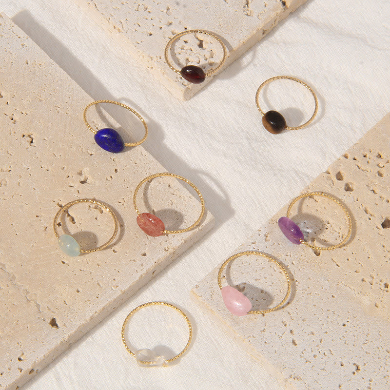 Olivenorma Natural Stone Irregular Crystal Ring Set - image 3