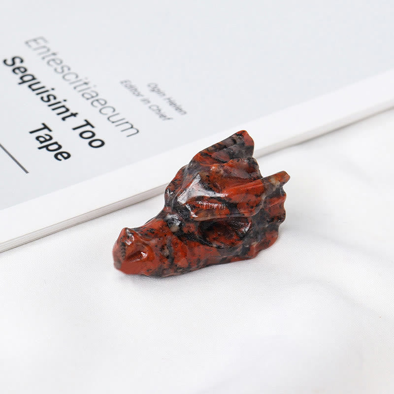 Olivenorma 1.5Inch Crystal Dragon Skull Statue Gemstone Decoration - Dragon Blood Stone - image 10