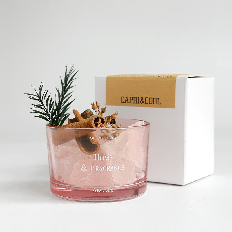 Olivenorma Natural Crystal Flameless Essential Oil Crystal Aromatherapy - Clear Crystal&Rose Quartz - White Peach Oolong - image 1