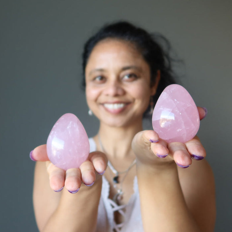 Easter Rose Quartz Dancing Star Crystal Egg - image 1
