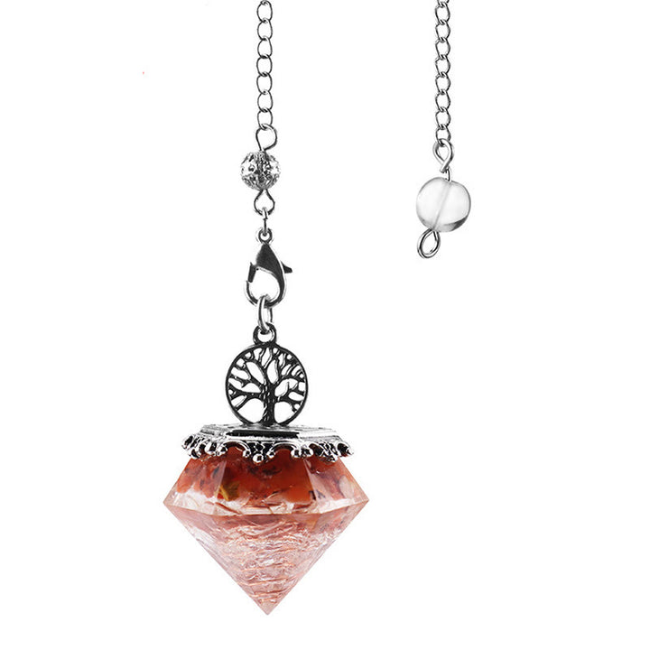 Olivenorma Natural Crystal Geometric Tree of Life Pendulum - Red Agate - image 15