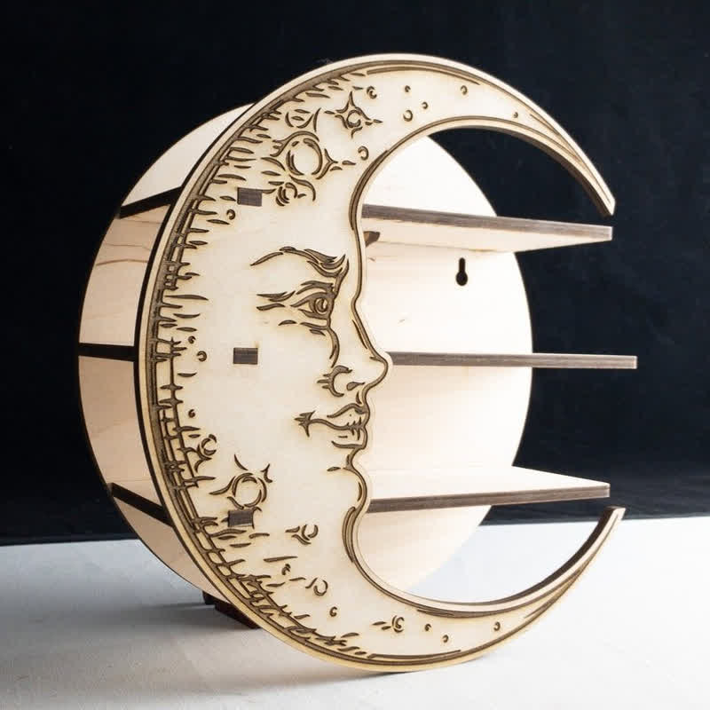 Olivenorma Crescent Moon Face Wooden Crystal Shelf - image 7