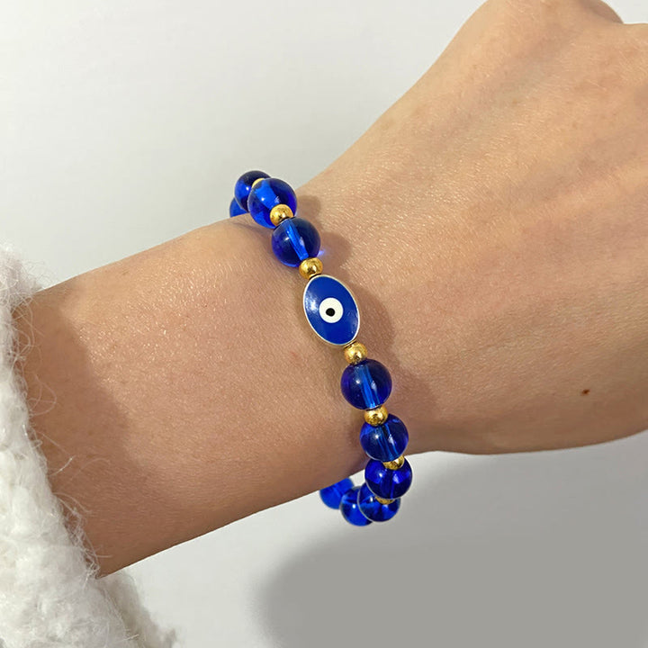 Olivenorma 8mm Blue Tiger Eye Evil Eye Bracelet - image 12
