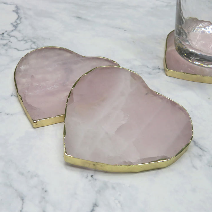 Olivenorma Rose Quartz Heart Shape Coaster Gemstone Decoration - image 6