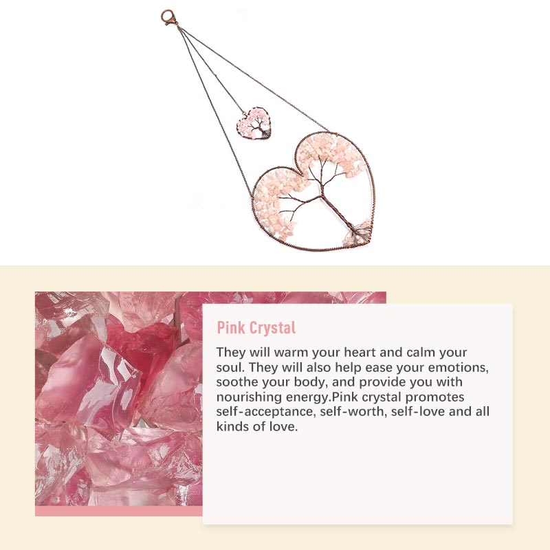 Olivenorma Chakra Love Tree Of Life Decoration Ornaments - Pink Crystal - image 5