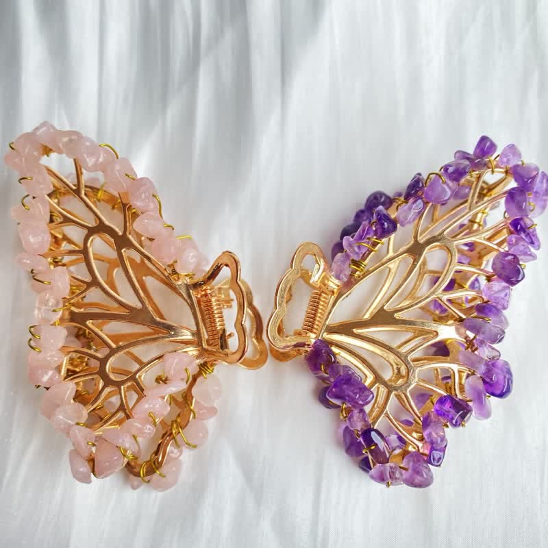 Amethyst Or Rose Quartz Butterfly Shape Hairpin - image 13