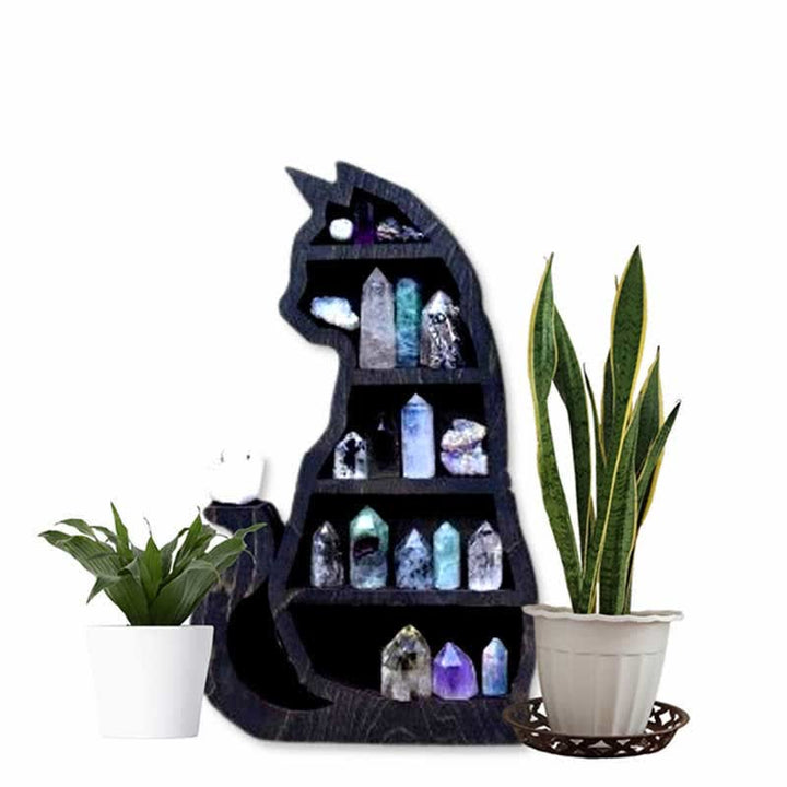 Olivenorma Crescent Moon & Cat Wooden Crystal Shelf - image 5