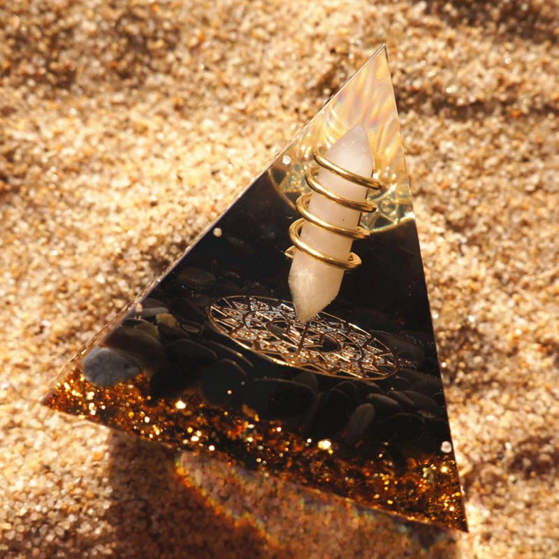Olivenorma Clear Crystal Obsidian God of Light Orgone Pyramid - image 2
