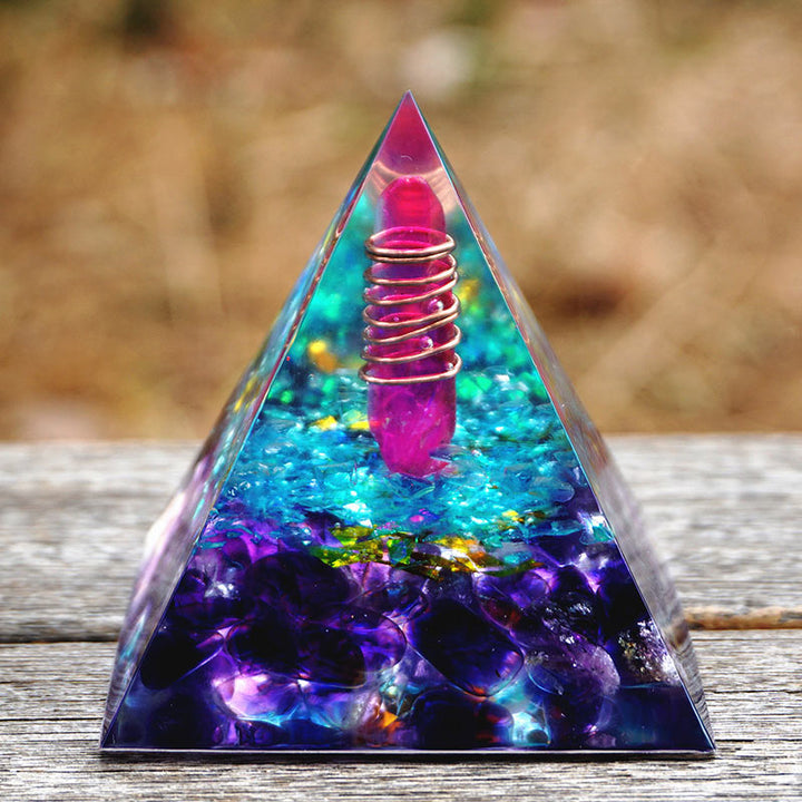 Olivenorma Amethyst Aquamarine Orgone Pyramid - 10*10cm - YES PLEASE $8 - image 1