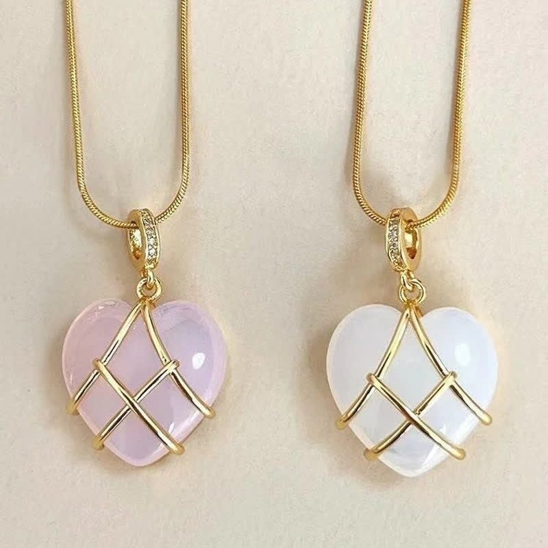 Olivenorma Heart Shape Natural Crystal Gemstone Necklace - image 23